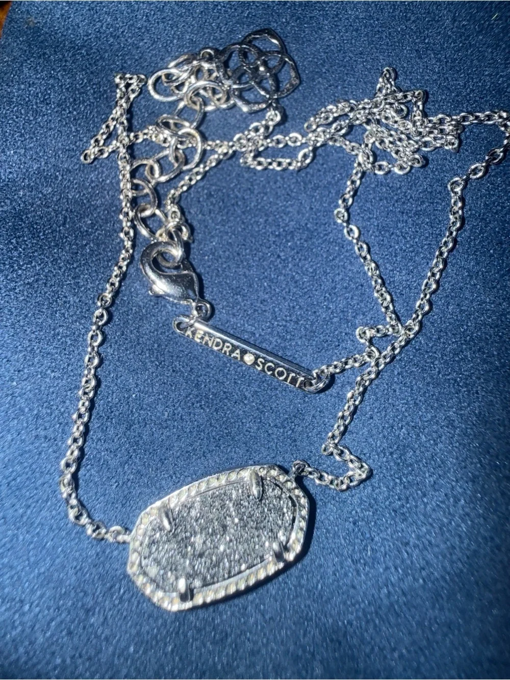 Kendra Scott Silver Sparkling Druzy Pendant Necklace